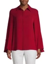 Valentino Bell-sleeve Silk Button-down Shirt In Melograno