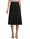 VALENTINO Pleated Wool A-Line Skirt