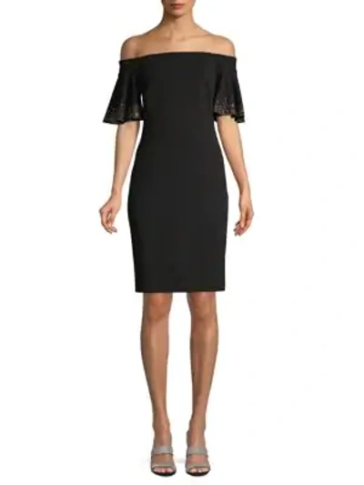 Calvin Klein Collection Off-the-shoulder Sheath Dress In Black