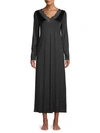Hanro Ava Velvet Long-sleeve Night Gown In Black