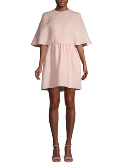 Valentino Cape-sleeve Stretch-silk Mini Dress In Rose