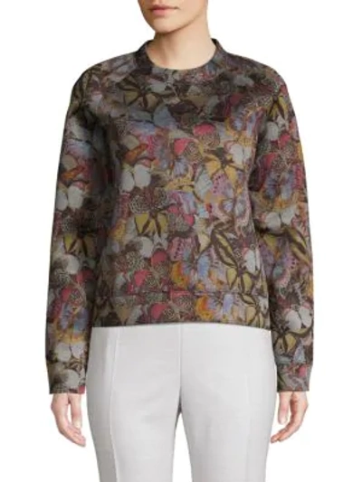 Valentino Butterfly-print Cotton Blend Sweater In Multi