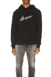 Saint Laurent Star Logo Hooded Sweatshirt In Black & Natural