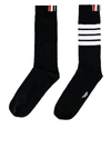Thom Browne Athletic Mid Calf Socks In Navy