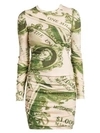 MOSCHINO Dollar Print Wool Long-Sleeve Mini Dress