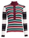 PROENZA SCHOULER WOMEN'S RIBBED RUGBY STRIPED TURTLENECK SWEATER,0400011259662