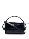 Wandler Yara Box Glossed Croc-effect Leather Shoulder Bag In Blue