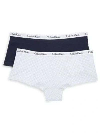 Calvin Klein 2-pack Gingham Boyshorts In White Multi