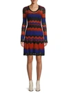 M MISSONI Multi-Color Wavy Knit Flare Dress