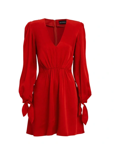Haney Joplin Gathered Crepe Mini Dress In Red