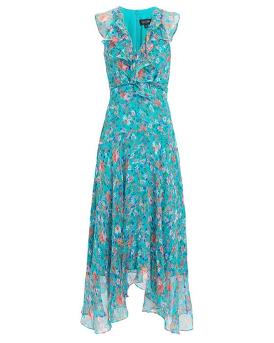 Saloni Rita Floral Midi Dress In Turquoise,floral | ModeSens