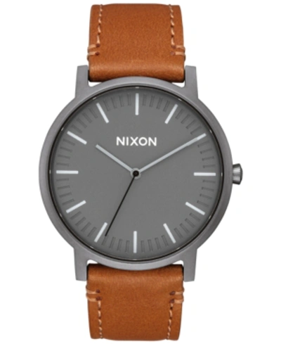 Nixon Men's Porter Leather Strap Watch 40mm In Grey