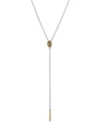 LUCKY BRAND TWO-TONE PAVE OVAL DISC LARIAT NECKLACE, 18" + 2" EXTENDER, CREATED FOR MACY'S