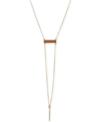Lucky Brand Gold-tone Stone Bar Lariat Necklace, 18" + 2" Extender, Created For Macy's