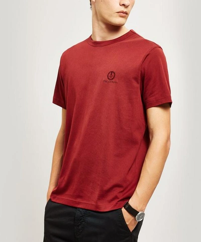 Belstaff Red Embroidered Logo Cotton T-shirt In Brown