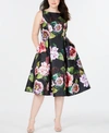 ADRIANNA PAPELL PLUS SIZE TEA-LENGTH DRESS