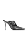 ALEXANDER WANG MINNA BLACK CALF LEATHER HIGH HEEL MULES,10977208