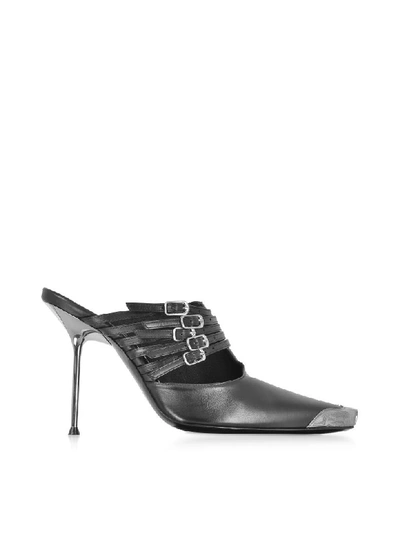 Alexander Wang Minna Black Calf Leather High Heel Mules