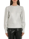 Msgm Metallic-threading Knitted Jumper In Argento