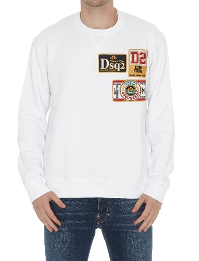 Dsquared2 White Appliquéd Cotton Sweatshirt