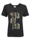 Saint Laurent Contrast Logo Graphic Tee In Noir/doree