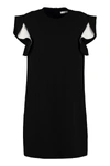 Givenchy Ruffled Short-sleeve Crepe Dress In Black