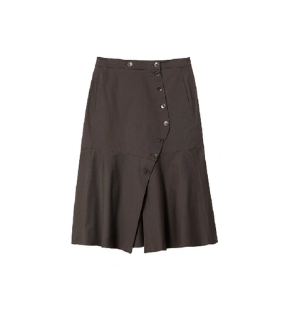 Tibi Dominic Twill Skirt In Brown
