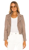 Allsaints Balfern Leather Biker Jacket In Stone