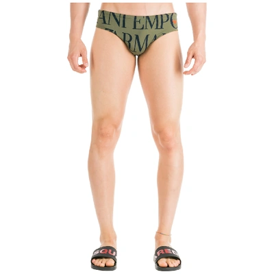 Emporio Armani Men's Brief Swimsuit Bathing Trunks Swimming Suit In Green