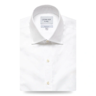 Ledbury Men's White Bancroft Poplin Dress Shirt Classic Cotton