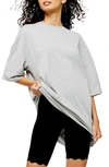 Topshop Nibbled Oversize Tee In Stone