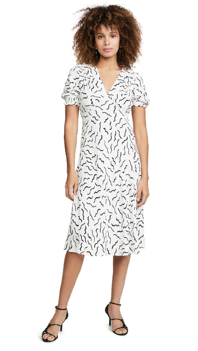 Diane Von Furstenberg Jemma Dress In Abstract Lines & White