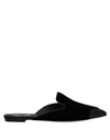 René Caovilla Velvet Mule With Crystal Trim In Black
