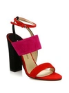 PAUL ANDREW Colorblock Suede Ankle-Strap Sandals
