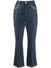 ESCADA CONTRAST STITCH KICK FLARE JEANS