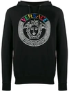 Versace Medusa Head And Rainbow Logo-embroidered Hoodie In Black