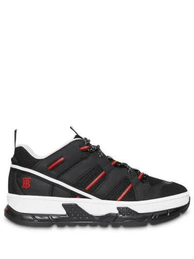 Burberry Union Low-top Trainers In Black,red,white