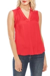 Vince Camuto Rumpled Satin Blouse In Crimson Red