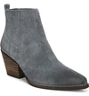 Sam Edelman Winona Western Booties Women's Shoes In Grey Iris Suede