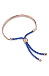 Monica Vinader Engravable Fiji Friendship Bracelet In Rose Gold/ Blue Majorelle