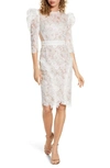 Bronx And Banco Madeline Guipure Lace Puff-sleeve Dress In White
