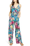 BAND OF GYPSIES AMAZONITE FLORAL PRINT JUMPSUIT,WR341103