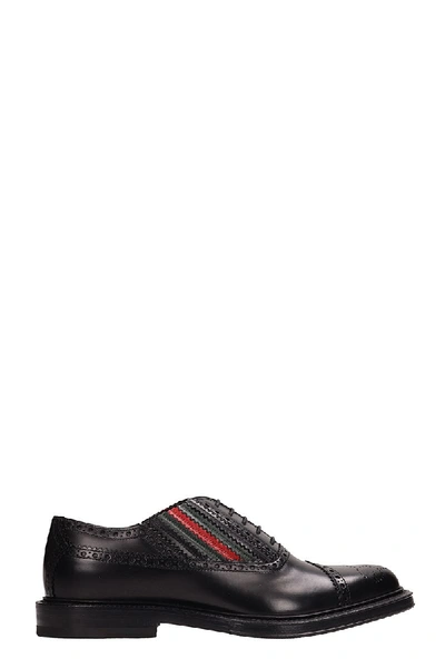 Gucci Chuck Perforated Gg Leather Brogues In Black