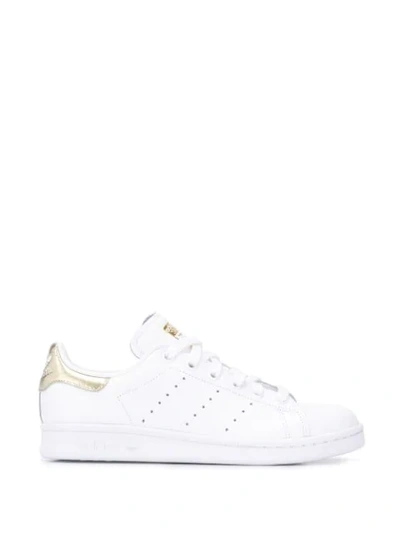Adidas Originals Stan Smith Metallic-trimmed Leather Trainers In White