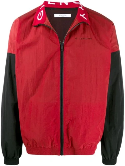 Givenchy Oversize Colorblock Nylon Track Jacket In Red