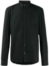 Balmain Logo Embroidered Cotton Long Sleeve Shirt In 0pa Noir 