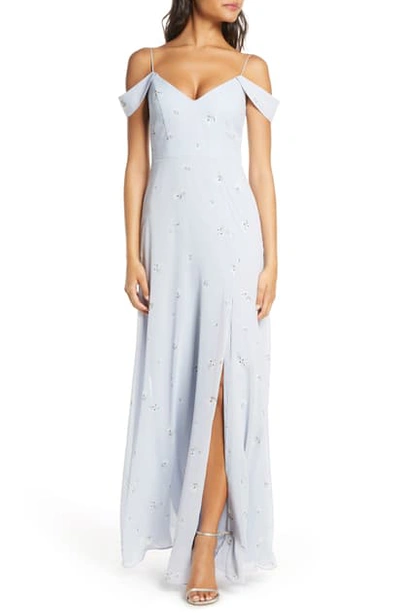 Evening Gowns Jenny Yoo Cold Shoulder Chiffon Gown Priya Cold