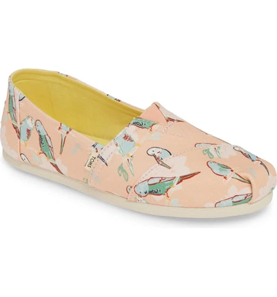 Toms Classic Canvas Slip-on In Coral Pink Bird Fabric