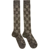 GUCCI BLACK & SILVER CRYSTAL GG SOCKS