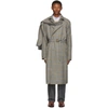 GUCCI GUCCI GREY AND ORANGE PLAID DETACHABLE SCARF TRENCH COAT